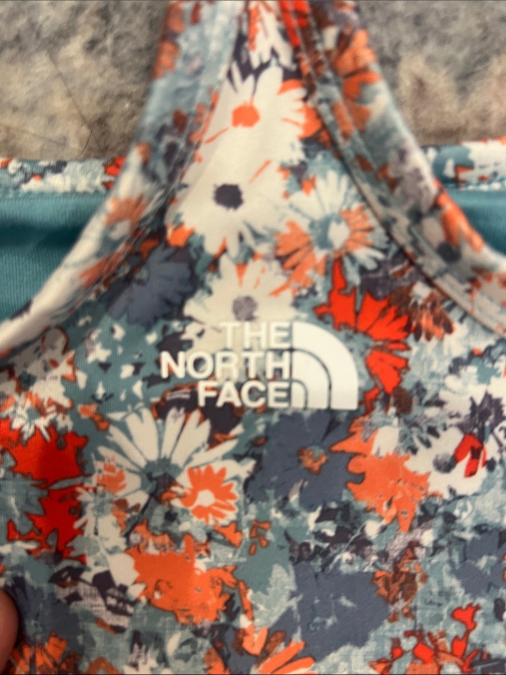 The North Face Women's Floral Racerback sports bra in Blue and Orange size M. - Picture 4 of 5